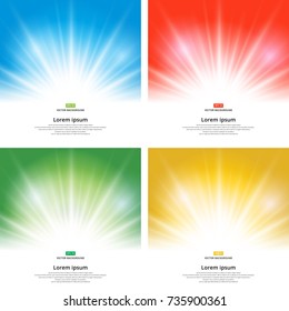 Set of sunlight effect sparkle on yellow background with copy space. Abstract vector illustration