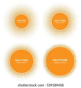 Conjunto de elementos de design do logotipo Sunny Circle Halftone. Ícone do vetor solar. Emblema de meio-tom do sol para saúde, tratamento, médico, cosmético, pharm. Ilustração vetorial logotipo do sol mel.
