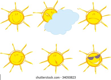 Set of sunny emotions