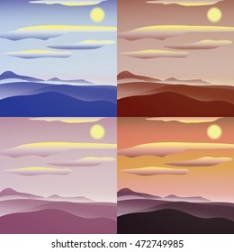 Set of sunny landscapes