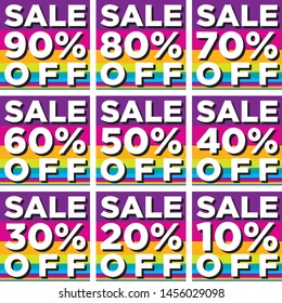 Set of sunny multicolour sale poster