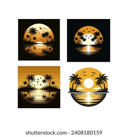 conjunto de ilustraciones vectoriales de la playa de sunrise