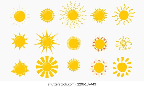 set suns colored icon collection vector illustration EPS10