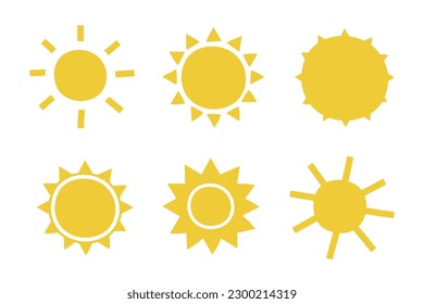 set with suns of different shapes. vector illustration in flat style.