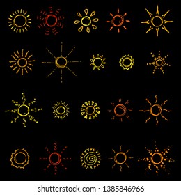 Set Suns Vector Cartoon Illustrations Isolated Stock Vector (royalty 