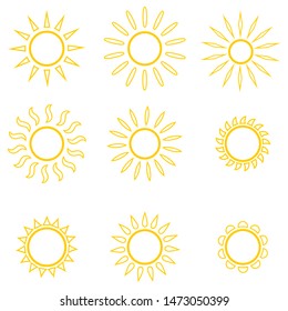 Set of suns. Vector illustration eps 10.