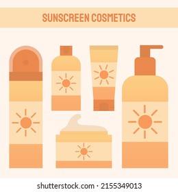 Set of sunscreen cosmetics. Sunscreen. SPF protection.