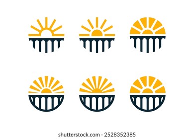 Set of Sunset Bridge Logo Design. Classic logo for business use.