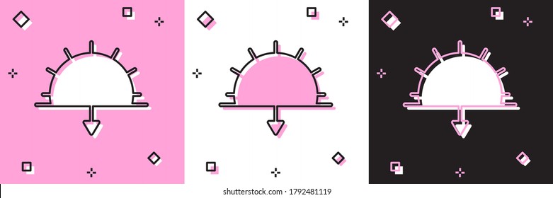 Set Sunset icon isolated on pink and white, black background.  Vector Illustration