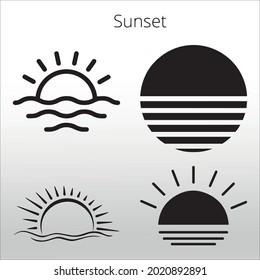 set of sunset icon ,  line isolated or logo isolated sign symbol vector, outline and stroke style Collection of high-quality color style vector illustration,