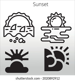 set of sunset icon ,  line isolated or logo isolated sign symbol vector, outline and stroke style Collection of high-quality color style vector illustration,