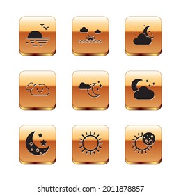 Set Sunset, Moon and stars, Cloud with moon, Eclipse of the sun and  icon. Vector