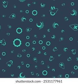 Set Sunset, Storm,  and Water drop percentage on seamless pattern. Vector