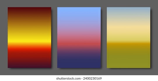 A set of sunset or sunrise gradients. Template for the design
