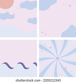 Set of sunshine, a blue pink sky color illustration picture.