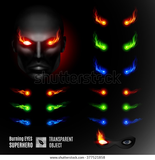 Set Super Hero Burning Eyes Template Stock Vector (Royalty Free) 377521858