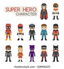 Set Of Super Hero Costume Characters , Eps10 Vector Format