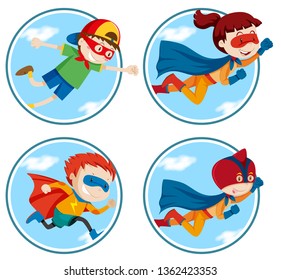 Set of super hero illustration