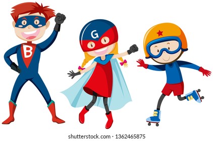 Conjunto de ilustración de superhéroe