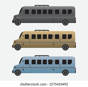 Set of Super Long Passenger limousine Van Vector