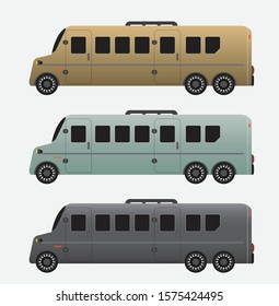 Set of Super Long Passenger limousine Van Vector