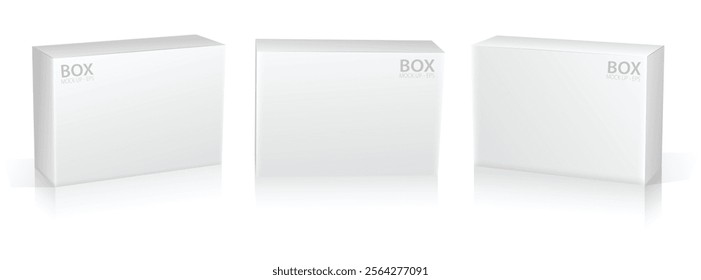 Set of Super Realistic White Box Mockup illustration Design isolated