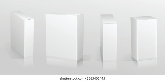 Set of Super Realistic White Box Mockup illustration Design isolated 