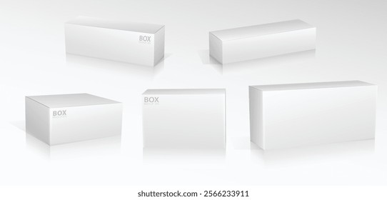 Set of Super Realistic White Box Mockup illustration Design isolated 