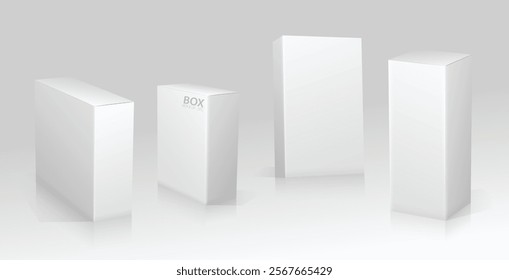 Set of Super Realistic White Box Mockup illustration Design isolated