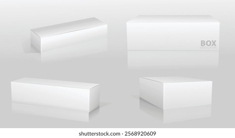 Set of Super Realistic White Box Mockup illustration Design isolated 