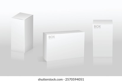 Set of Super Realistic White Box Mockup illustration Design isolated 