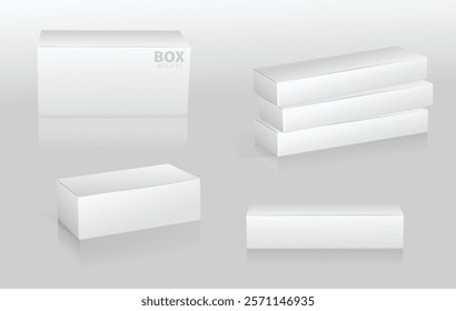 Set of Super Realistic White Box Mockup illustration Design isolated 