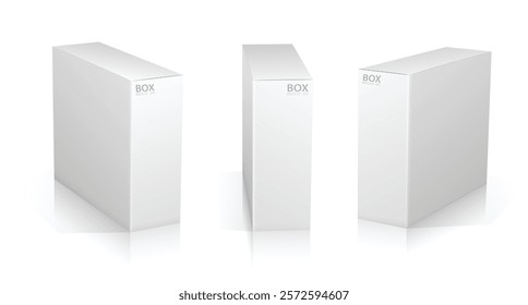 Set of Super Realistic White Box Mockup illustration Design isolated