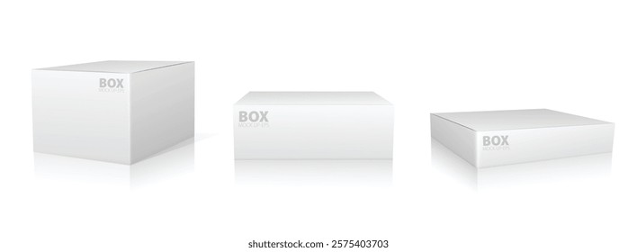 Set of Super Realistic White Box Mockup illustration Design isolated 