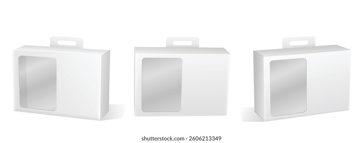 Set of Super Realistic White Box Mockup illustration Design isolated