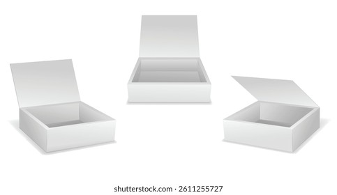 Set of Super Realistic White Box Mockup illustration Design isolated 