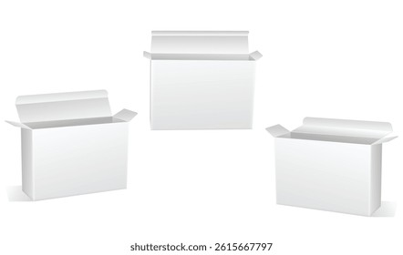 Set of Super Realistic White Box Mockup illustration Design isolated