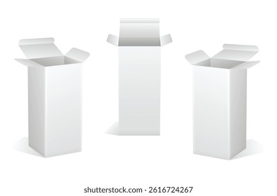 Set of Super Realistic White Box Mockup illustration Design isolated