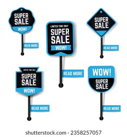 Set of super sale and discounts banner for attracting attention. Vector illustration.