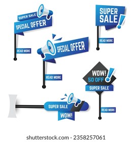 Set of super sale and discounts banner for attracting attention. Vector illustration.