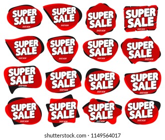 Set Super Sale tags, bubble banners design template, app icons, vector illustration