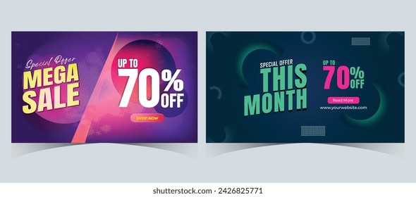 Set of super sale web banner template design. flash big sale discount template promotion posts. web backgrounds for mega sale promotion discount sale banners. end of season special offer poster