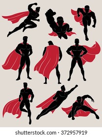 Set of Superhero in 9 Different Poses