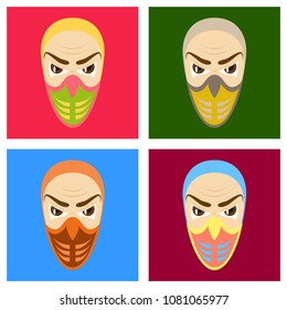 set of Superhero in Action. Superhero character . Icon in flat style