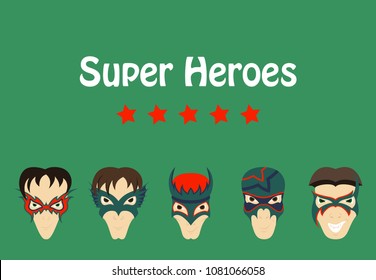 Set of Superhero in Action. Superhero character . Icon in flat style