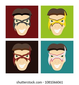 Set of Superhero in Action. Superhero character . Icon in flat style