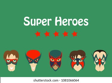 Set of Superhero in Action. Superhero character . Icon in flat style