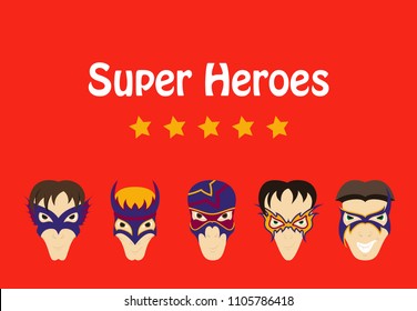 Set of Superhero in Action. Superhero character . Icon in flat style