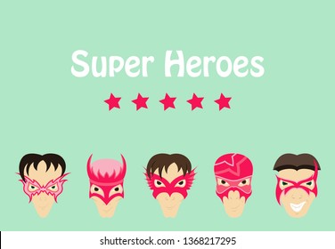 Set of Superhero in Action. Superhero character . Icon in flat style