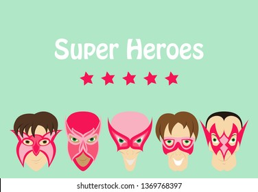 Set of Superhero in Action. Superhero character . Icon in flat style